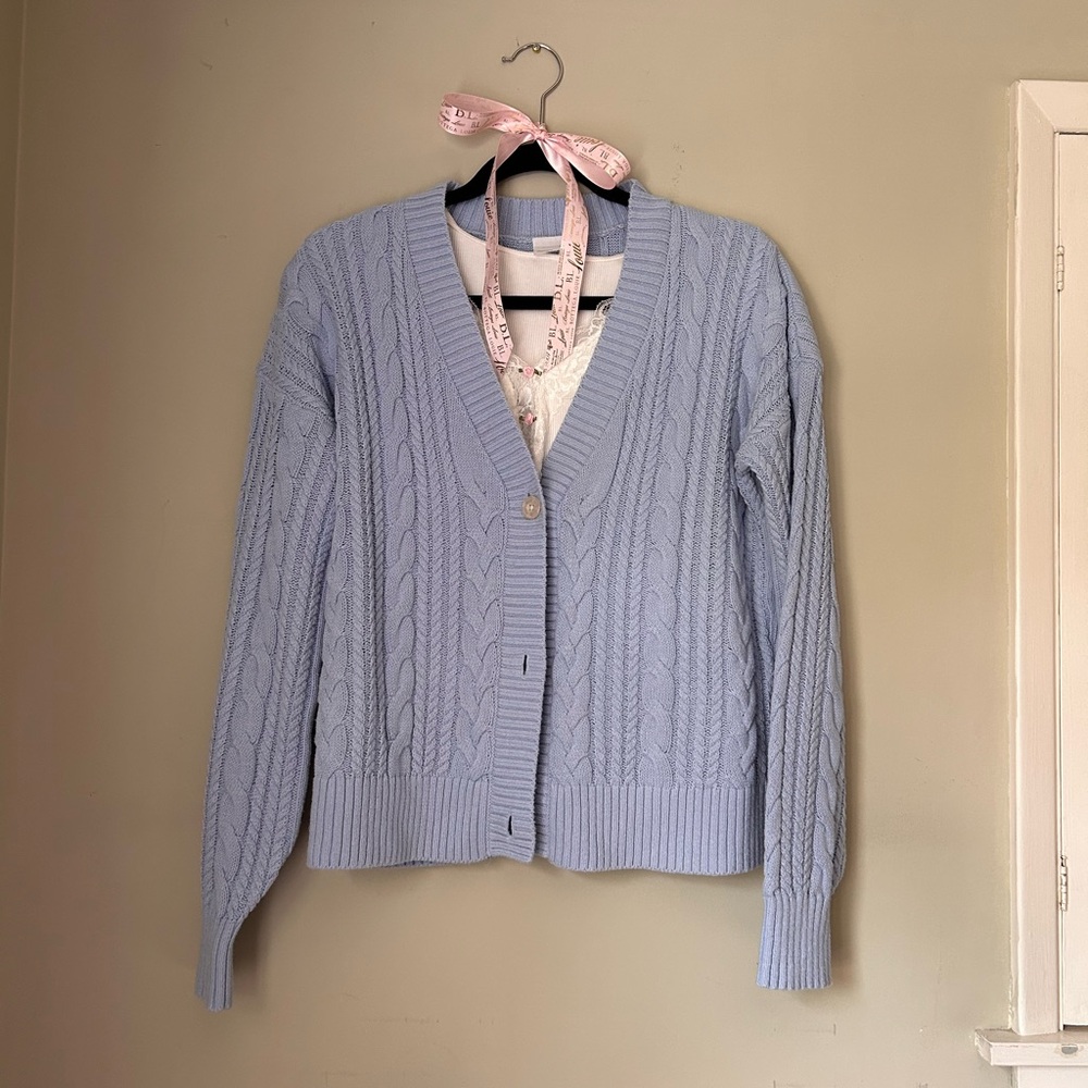 Abercrombie Kids Cable Knit Cardigan Blue